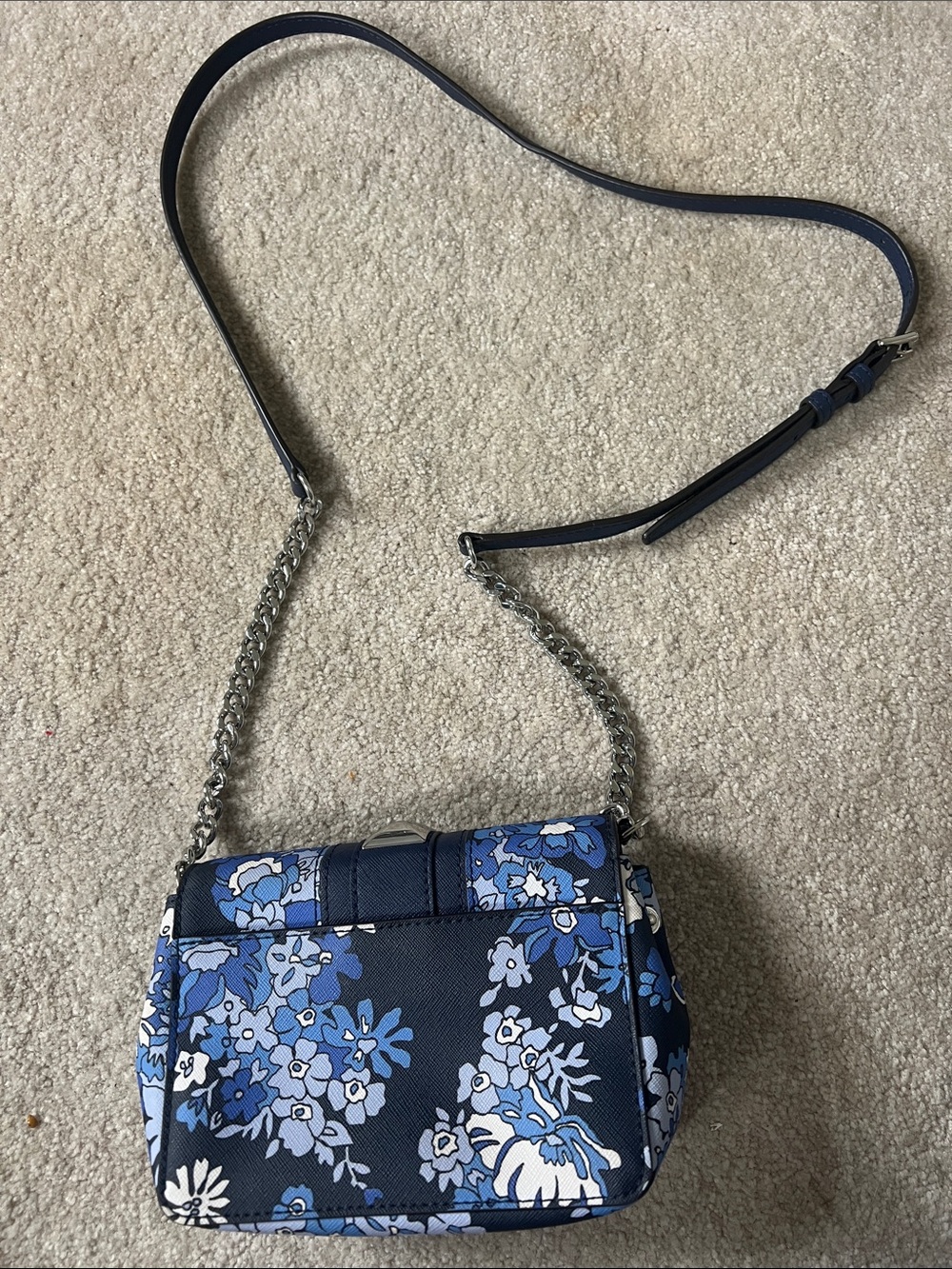 Michael Kors Navy Floral Shoulder Bag with Gold Hardware - Picture 8 of 15